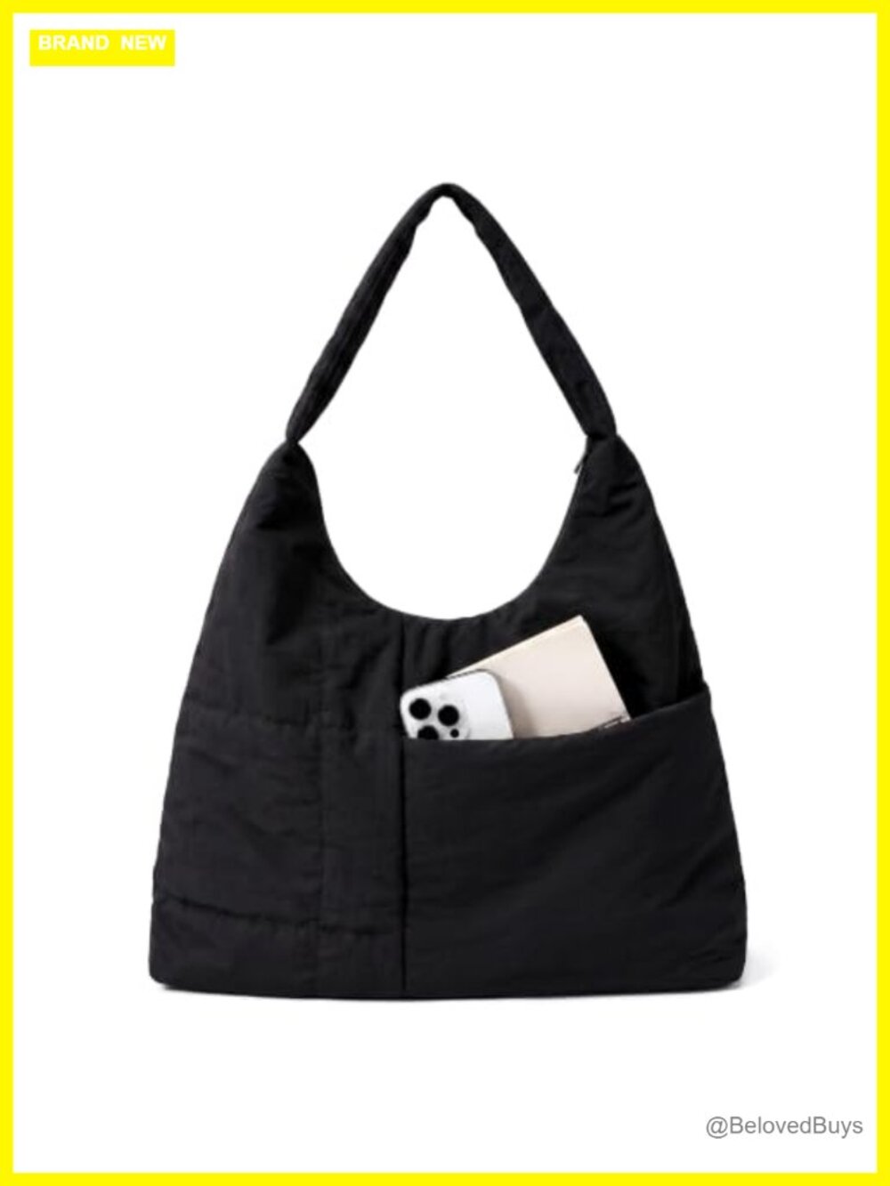 Large Nylon Hobo Bag, Crescent Shoulder Bag, Slouchy Tote